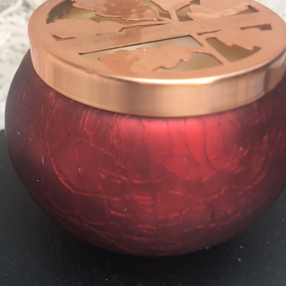 New - Anthropologie Red Crackle Glass Jar Candle - Picture 3 of 3
